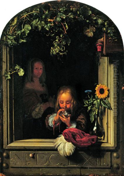 Boy Blowing Bubbles - view 1