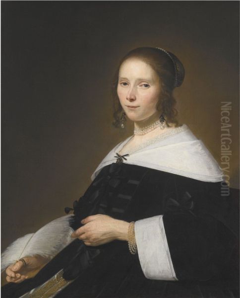 Portrait of Cornelia Hammius, pendant of the portrait of her husband Francois Dermout - view 1