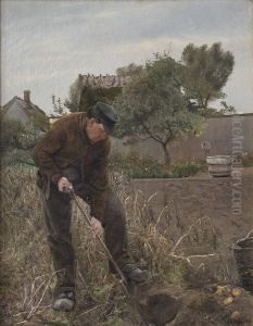 En mand som graver kartofler by Laurits Andersen Ring