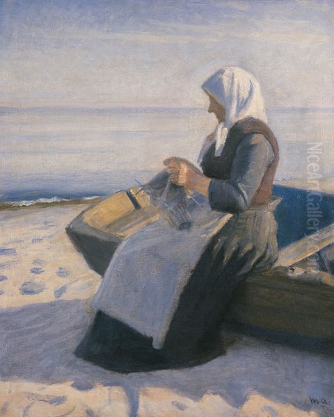 Fisherman's Wife Knitting on Skagen Beach - view 1