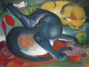 Two Cats, Blue and Yellow by Franz Marc