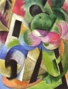 Kleine Komposition (II) (Haus mit Baumen) by Franz Marc