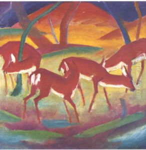 Red deer I by Franz Marc
