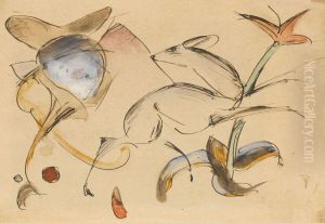 Rehe zwischen Blumen springend by Franz Marc