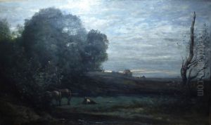 Pferderuhe by Jean-Baptiste Camille Corot