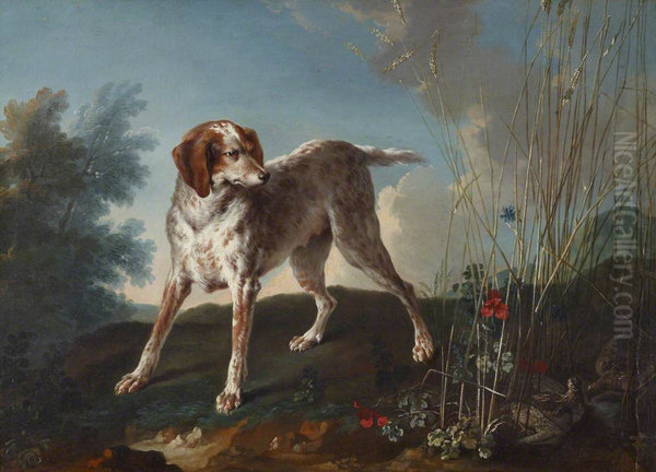 A Pointer and Partridges - view 1