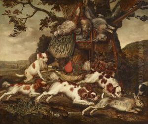 Spaniels chasing a Hare by Carstian Luyckx