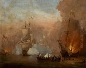 A Naval Engagement between an English Ship and Barbary Ships A Naval Engagement between an English Ship and Barbary Ships