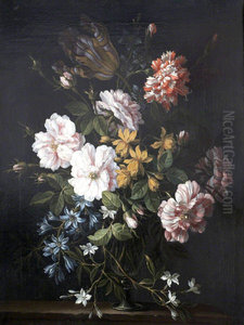 A Green Glass Vase of Flowers A Green Glass Vase of Flowers