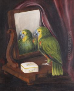 Miss Chichester's Parrot, 'Polly', in front of a Mirror by Rosalie Caroline Chichester