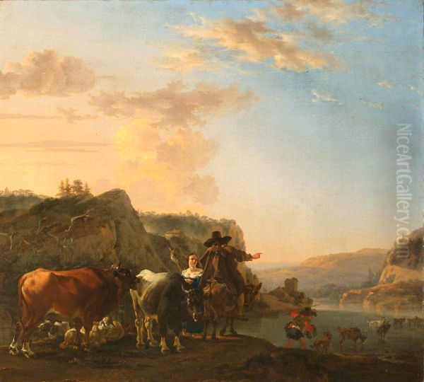 A Landscape with Peasants (Landscape with Herdsmen fording a River) - view 1