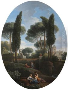 Classical Landscape with Two Reclining Women Conversing