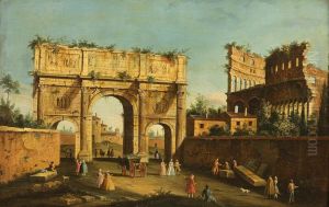 The Colosseum and Arch of Constantine, Rome by Canaletto