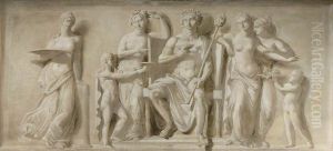 Bacchus enthroned served by Boys with Attendant Bacchantes by George Barret, Jr.