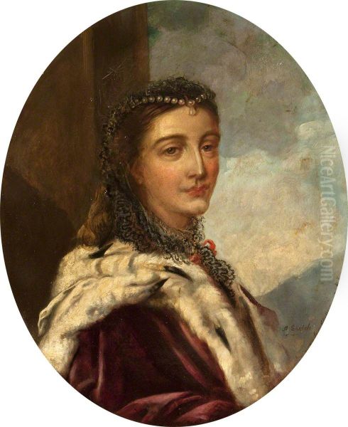 Henrietta Georgiana Marcia Lascelles Iremonger, Lady Chatterton (1806-1876), seated in an interior at Baddesley Clinton - view 1