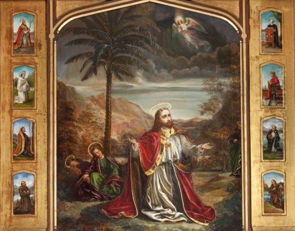 Christ in the Garden of Gethsemane surrounded by Eight Figures of Saints - view 1