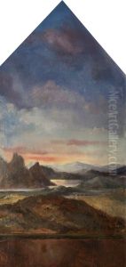 Evening Landscape with River and Mountains (centre) and The Virgin Mary (left) and Saint John (right)