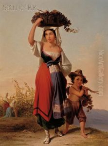 Grape Harvesters On The Campagna by John Gadsby Chapman