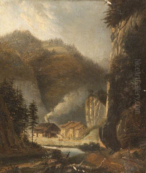 Subalpine Valley with a Village below - view 1
