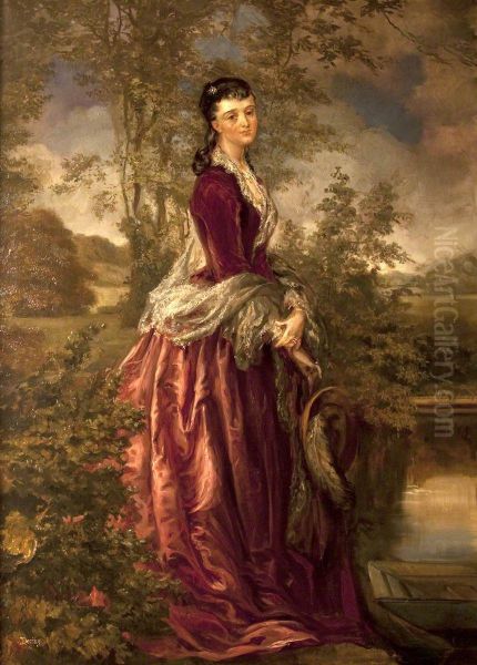 The Hon. Beatrice Mary Petre, Mrs Henry Ferrers Ferrers (1858-1930), standing in a rural landscape - view 1