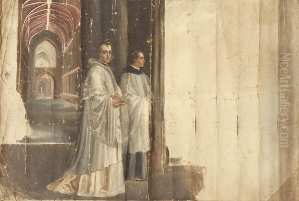 Two Priests in front of a Church - view 1