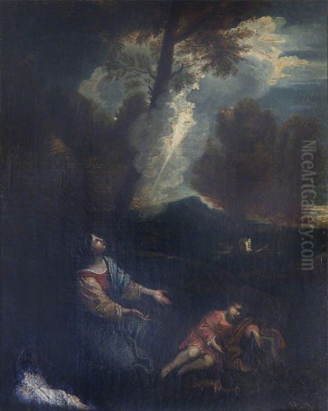Hagar and Ishmael in the Desert, rescued by the Voice of an Angel (after Pier Francesco Mola) - view 1