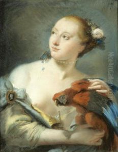 Young Woman with a Parrot by Lorenzo Tiepolo