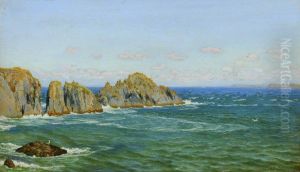 A Rocky Coast, Merope Rocks, near Harlyn Bay, North Cornwall by Arthur Hughes