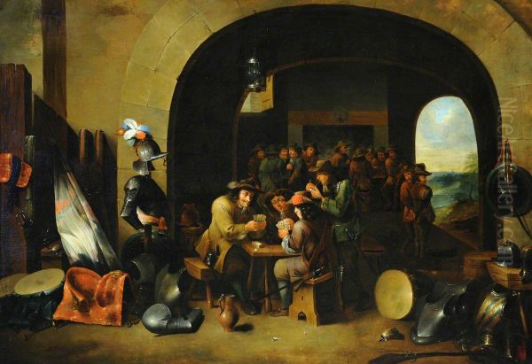 Soldiers playing with Cards in a Guardroom - view 1
