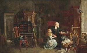 Little Nell And Her Grandfather In The Old Curiosity Shop by John Watkins Chapman