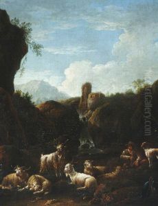 A Goatherd and his Flock by Philipp Peter Roos