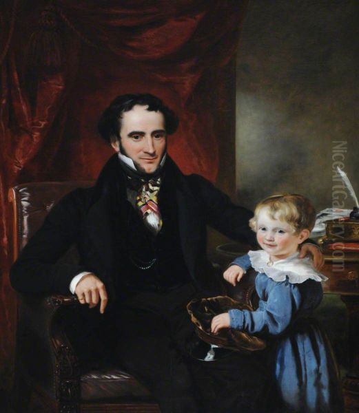 Sir George Crewe, 8th Bt (1795 - 1844) and his Son, later Sir John Harpur Crewe, 9th Bt (1824-1886) - view 1