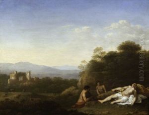 Landscape with a Satyr and Antiope (?) by Cornelius van Poelenburgh