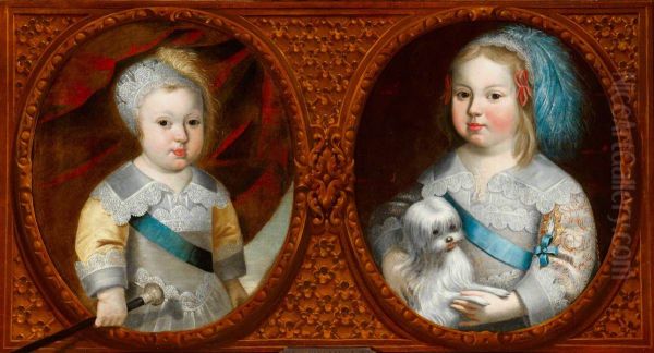 The Dauphin (later King Louis XIV, King of France (1638-1715) and Philippe, duc D'Anjou (later Philippe, duc d'Orleans (1640-1701) as children - view 1