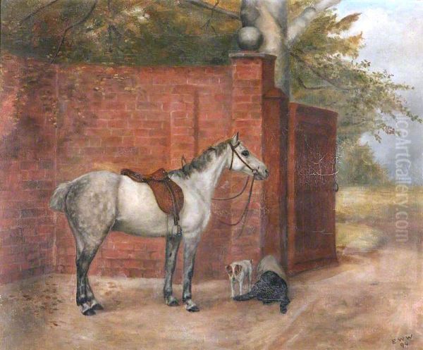 A Dapple-grey Horse with Dogs - view 1