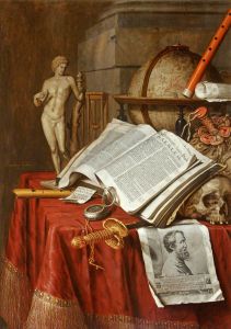 Vanitas Still Life with a Statuette of an Antique Athlete and a Print of Michelangelo Vanitas Still Life with a Statuette of an Antique Athlete and a Print of Michelangelo