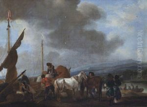 Men loading a Boat at Scheveningen