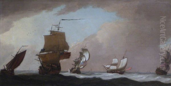 Four British Warships and a Fishing-smack in a Strong Wind - view 1
