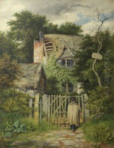 A Small Boy standing at the Gate of a Ruined Cottage A Small Boy standing at the Gate of a Ruined Cottage