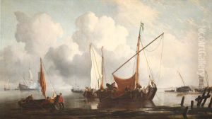 A Kaag near the Shore with other Vessels by Willem van de Velde the Younger