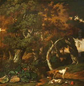 Landscape with Two Hunting Dogs by Abraham Begeyn