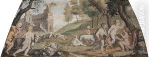 Putti and Cupids playing with Goats (after Polidoro da Caravaggio)