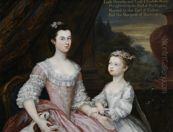Lady Dorothy Boyle, Countess of Euston (1724 - 1742) and her Sister Lady Charlotte Boyle, later Marchioness of Hartington (1731-1754) - view 1
