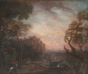 Landscape of River Valley at Sunset/Coastal Landscape at Dusk