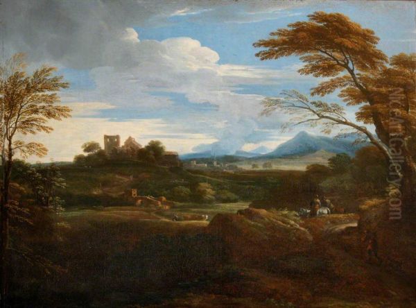 A Southern Landscape with Shepherds and a Distant Town - view 1
