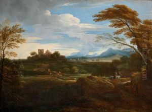 A Southern Landscape with Shepherds and a Distant Town by Jan Frans van Bloemen