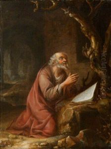 A Hermit at Prayer in a Grotto