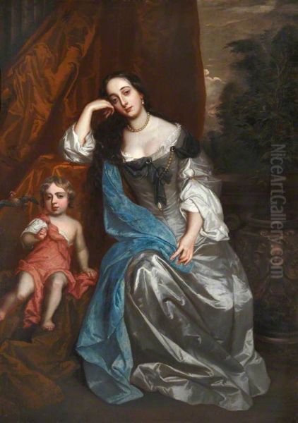 Barbara Villiers, Countess of Castlemaine and Duchess of Cleveland (1641-1709) with her Daughter, Lady Charlotte FitzRoy (1664 - 1718) - view 1
