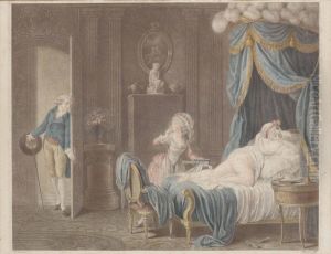 Interior Med Tva Kvinnor Och En Man by Alexandre Chaponnier