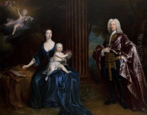 Sir Nathaniel Curzon, 4th Baronet Curzon (1676-1758) with his Wife, Mary Assheton, Lady Curzon (1695-1776) and their Son Nathaniel, later Nathaniel Curzon, 1st Baron Scarsdale (1726-1804) with their D by Jonathan Richardson